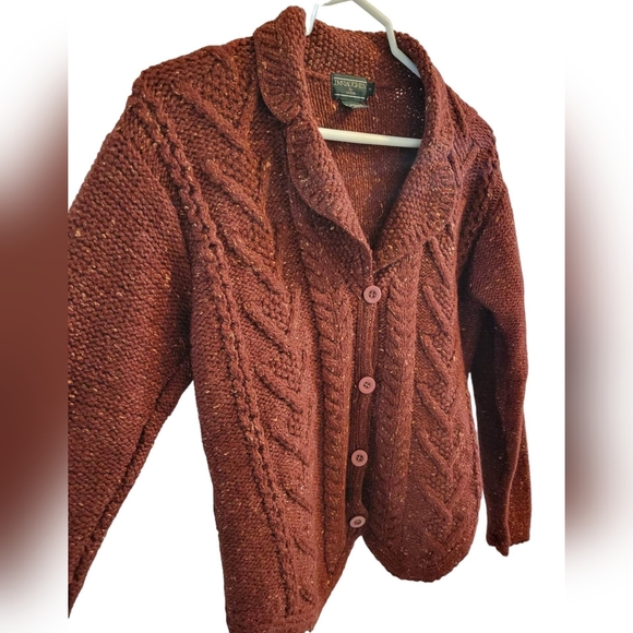 J. McLaughlin Vintage Wool Blend Chunky Cable Knit Cardigan Size M - Picture 2 of 5
